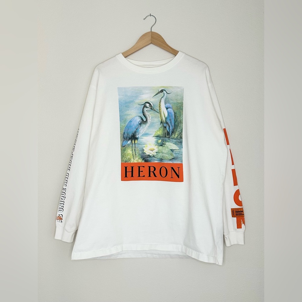 BRAND NEW HERON PRESTON LONG SLEEVE T-SHIRT WITH LOGO